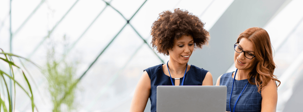 women talking at work